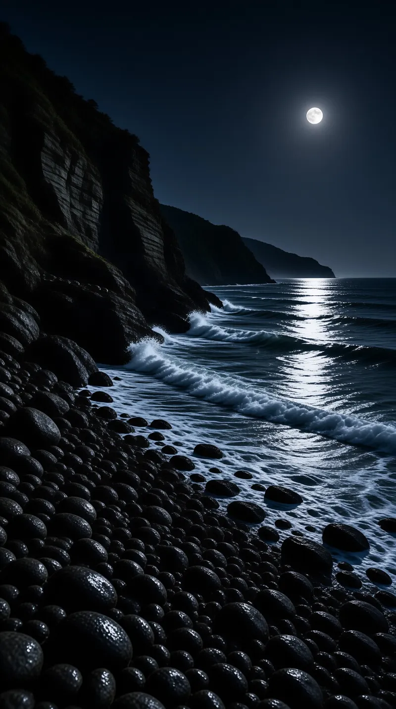 Moonlit Rocky Coast