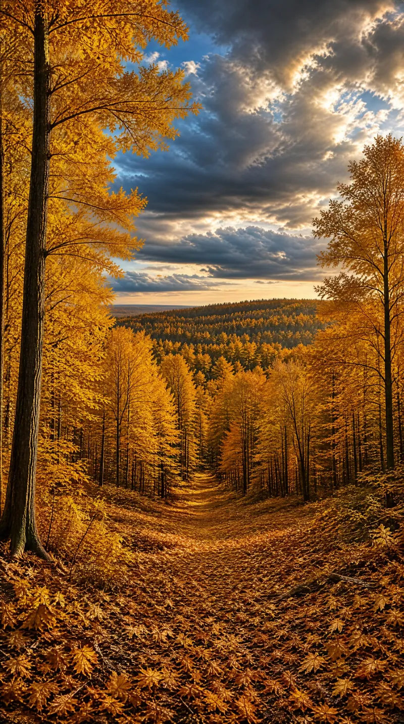 Golden Autumn Forest Path