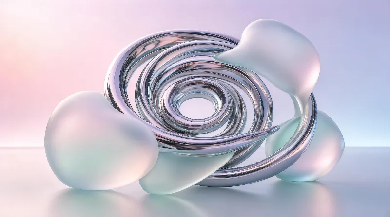 Chrome Spiral with Frosted Glass Blobs