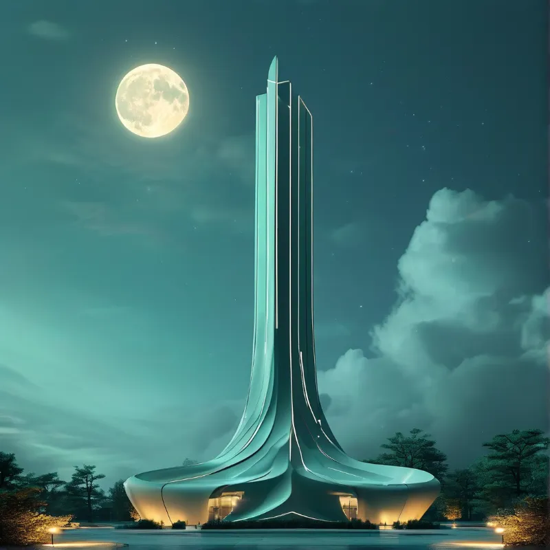 Futuristic Tower Under Moonlight