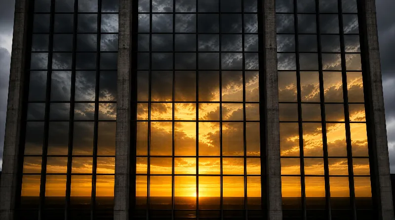 Sunset Reflection in Glass Facade
