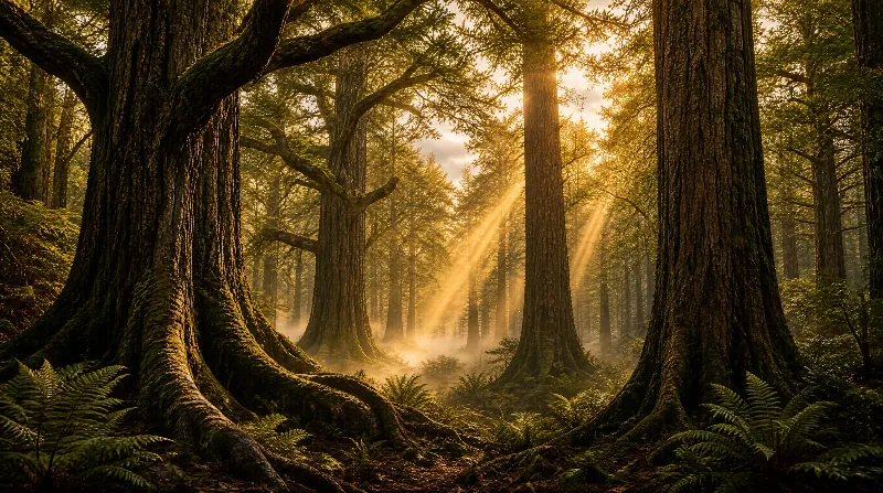 Sunlit Forest Scene