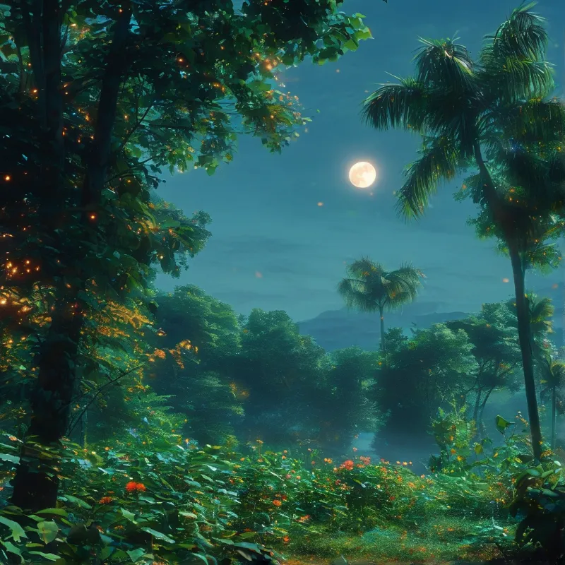 Moonlit Tropical Jungle Night