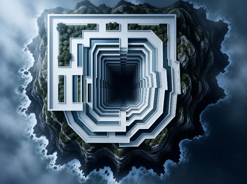 Geometric Cliffside Labyrinth