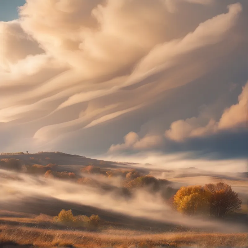 Golden Mist Over Autumn Hills