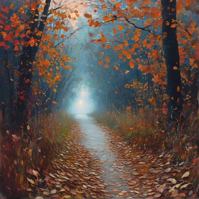 Impressionist Autumn Path Landscape