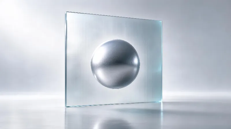Glass Cube with Metal Sphere