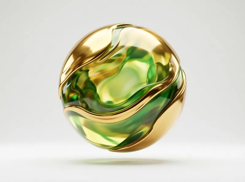 Abstract Golden Green Sphere