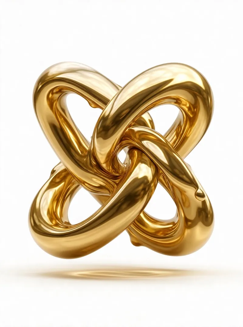 Shiny Gold Abstract 3D Knot