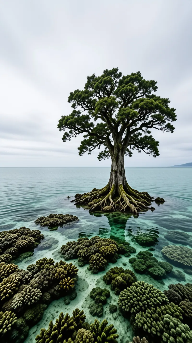 Solitary Tree in Ocean