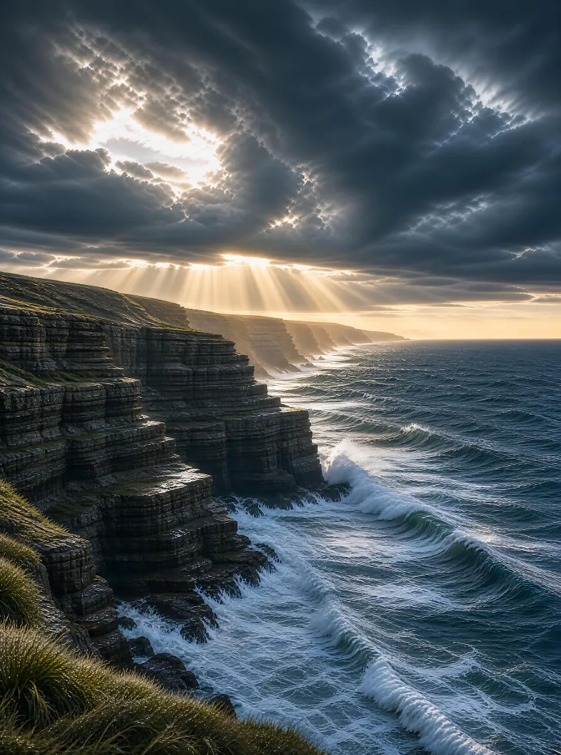 Dramatic Cliffs and Sunbeams