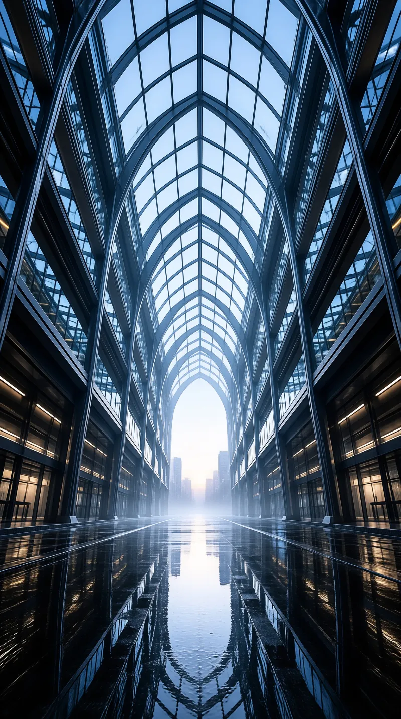 Futuristic Glass Corridor