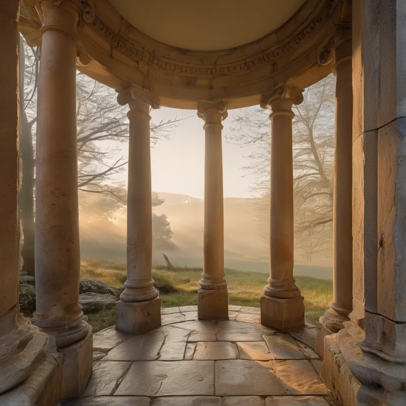 Sunlit Stone Gazebo