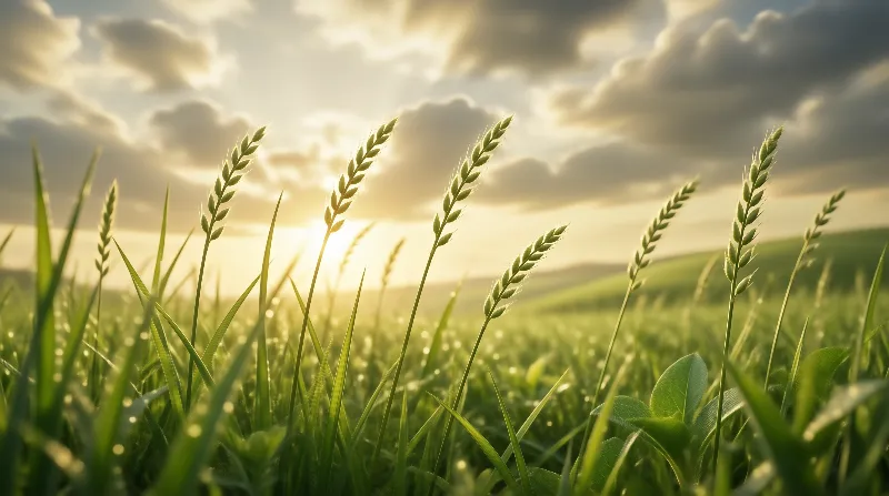 Green Wheat Field at Sunset