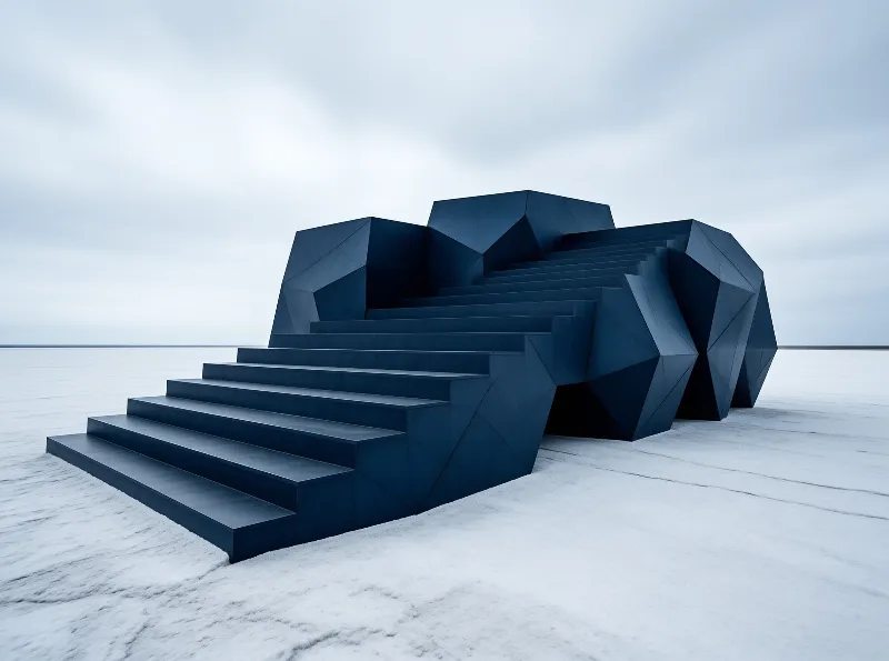 Blue Geometric Staircase
