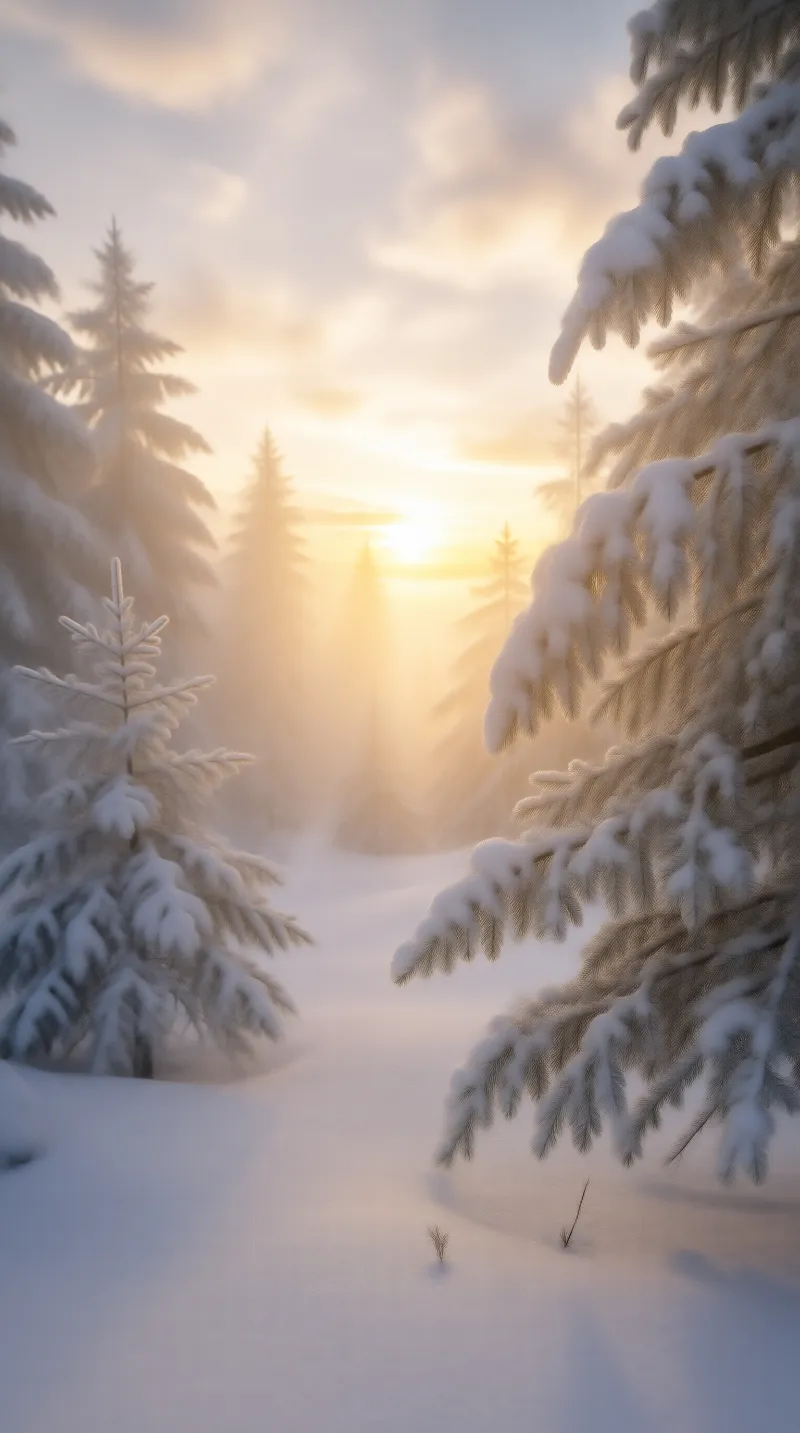 Sunlit Winter Forest