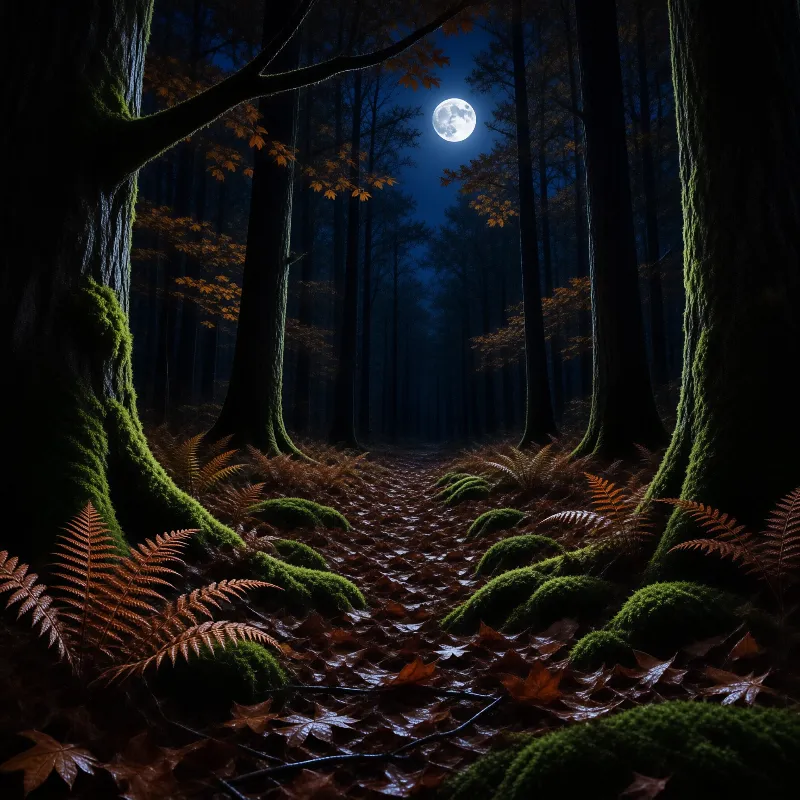 Moonlit Autumn Forest