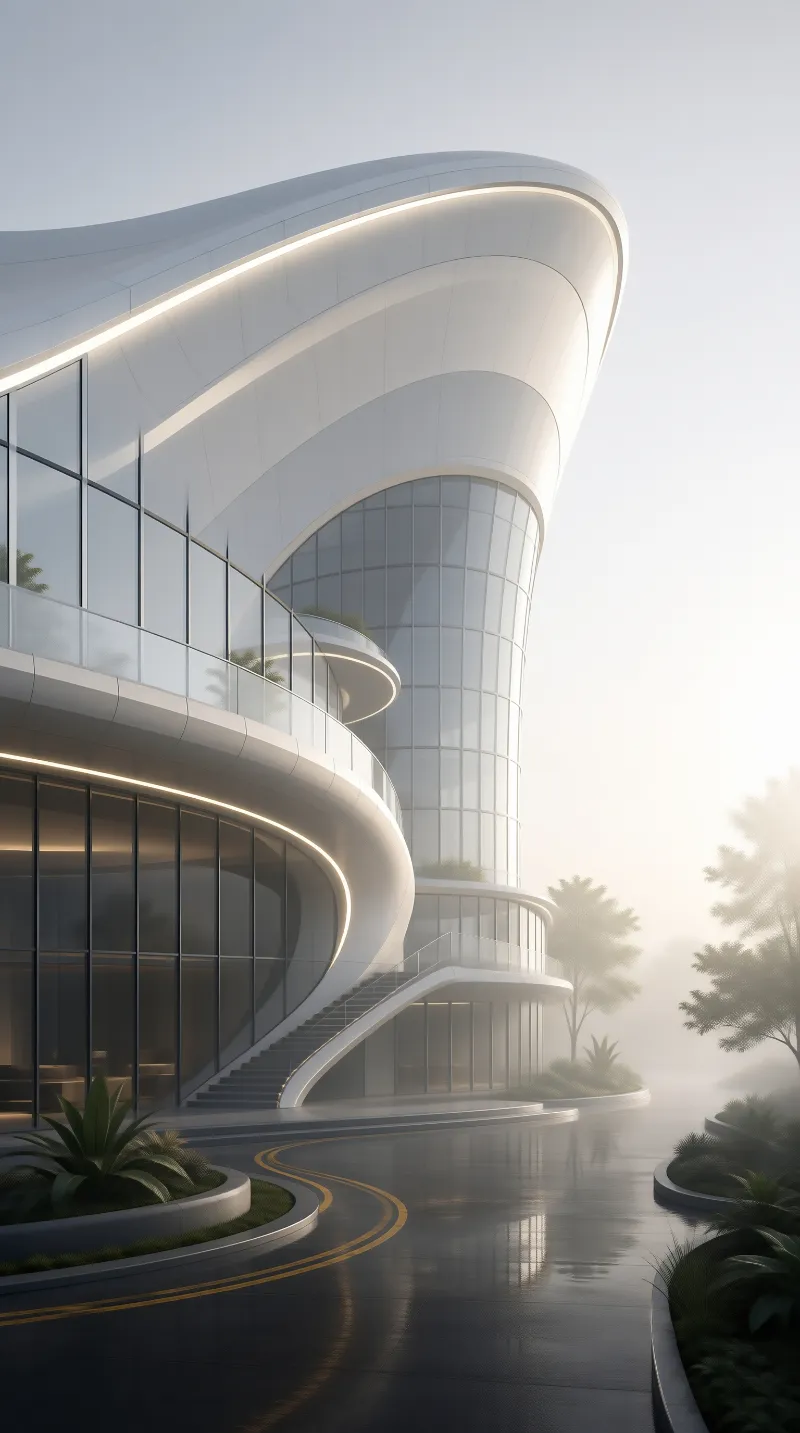 Modern White Curved Building