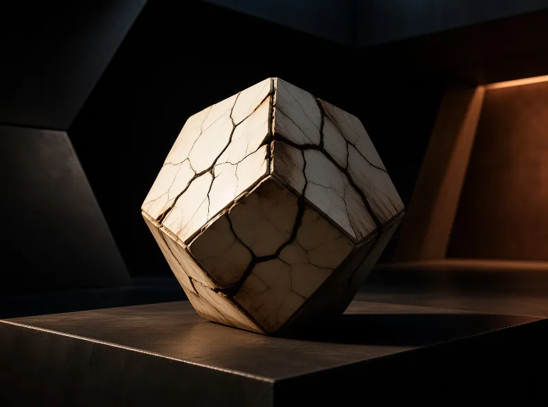 Cracked Ceramic Polyhedron — Still Life Study