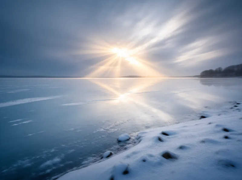 Sunrise Over Frozen Lake