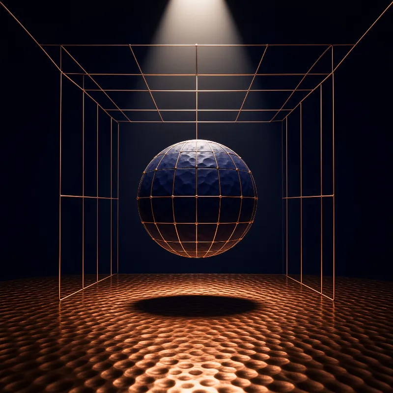 Blue Sphere in Golden Frame