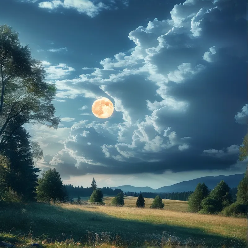 Moonlit Valley Landscape