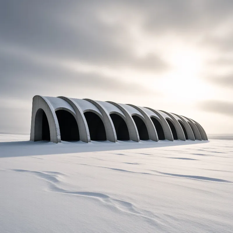 Concrete Arches in Snowfield