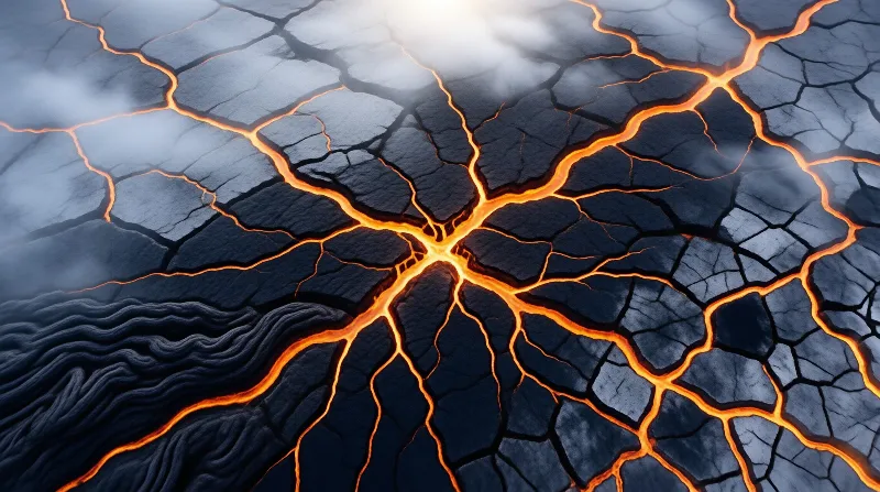 Glowing Lava in Cracked Ground