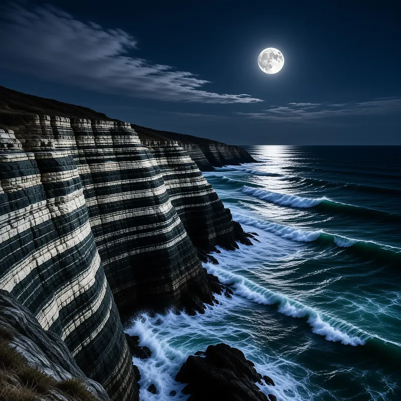 Moonlit Coastal Cliffs