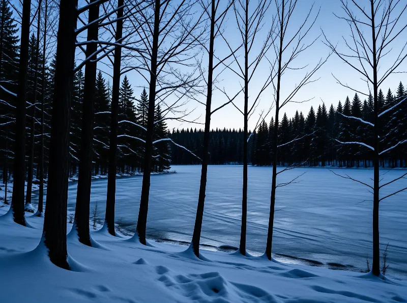 Frozen Lake at Dusk