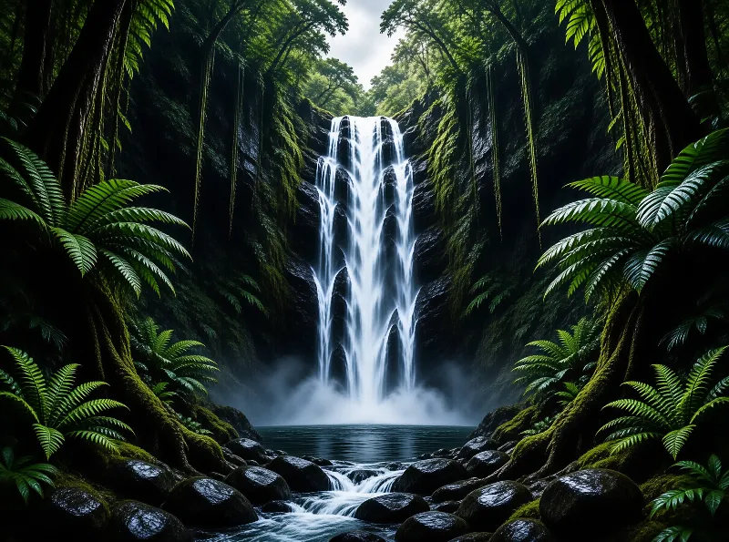 Majestic Forest Waterfall