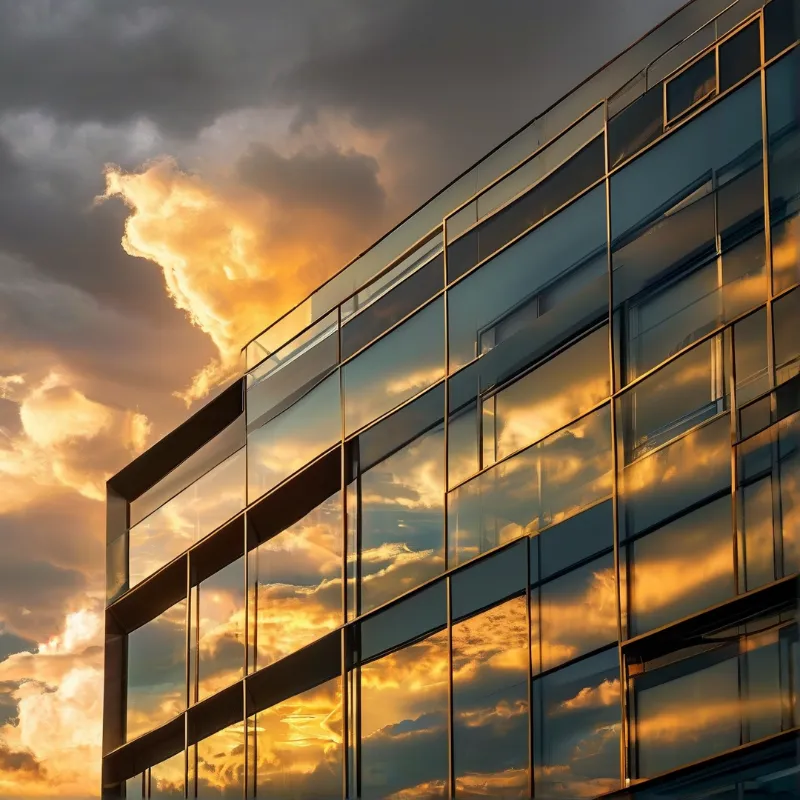 Sunset Reflection on Glass