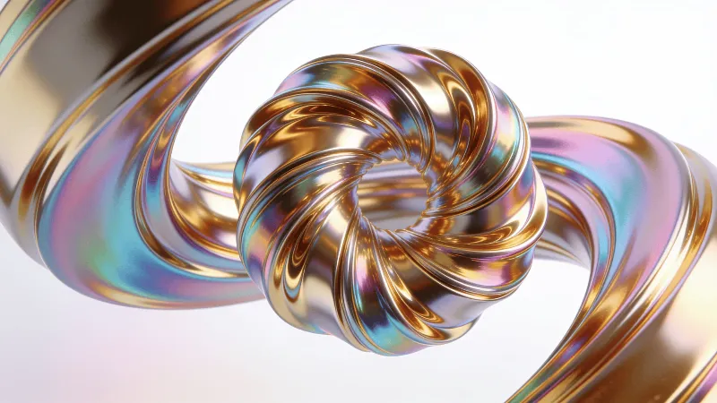 Iridescent, Liquid Gold Helix