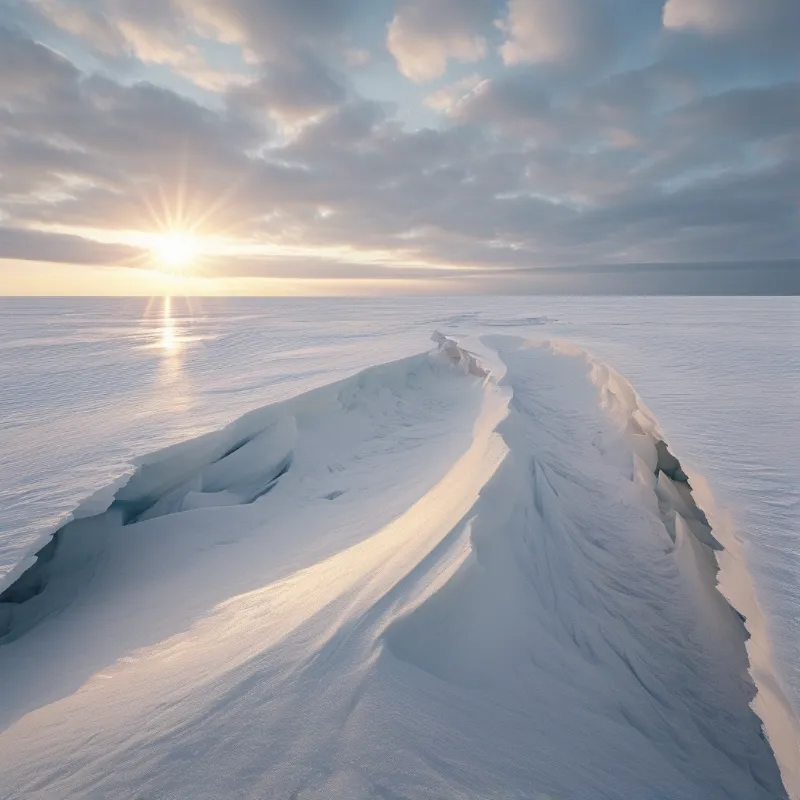 Arctic Ice Ridge at Sunset