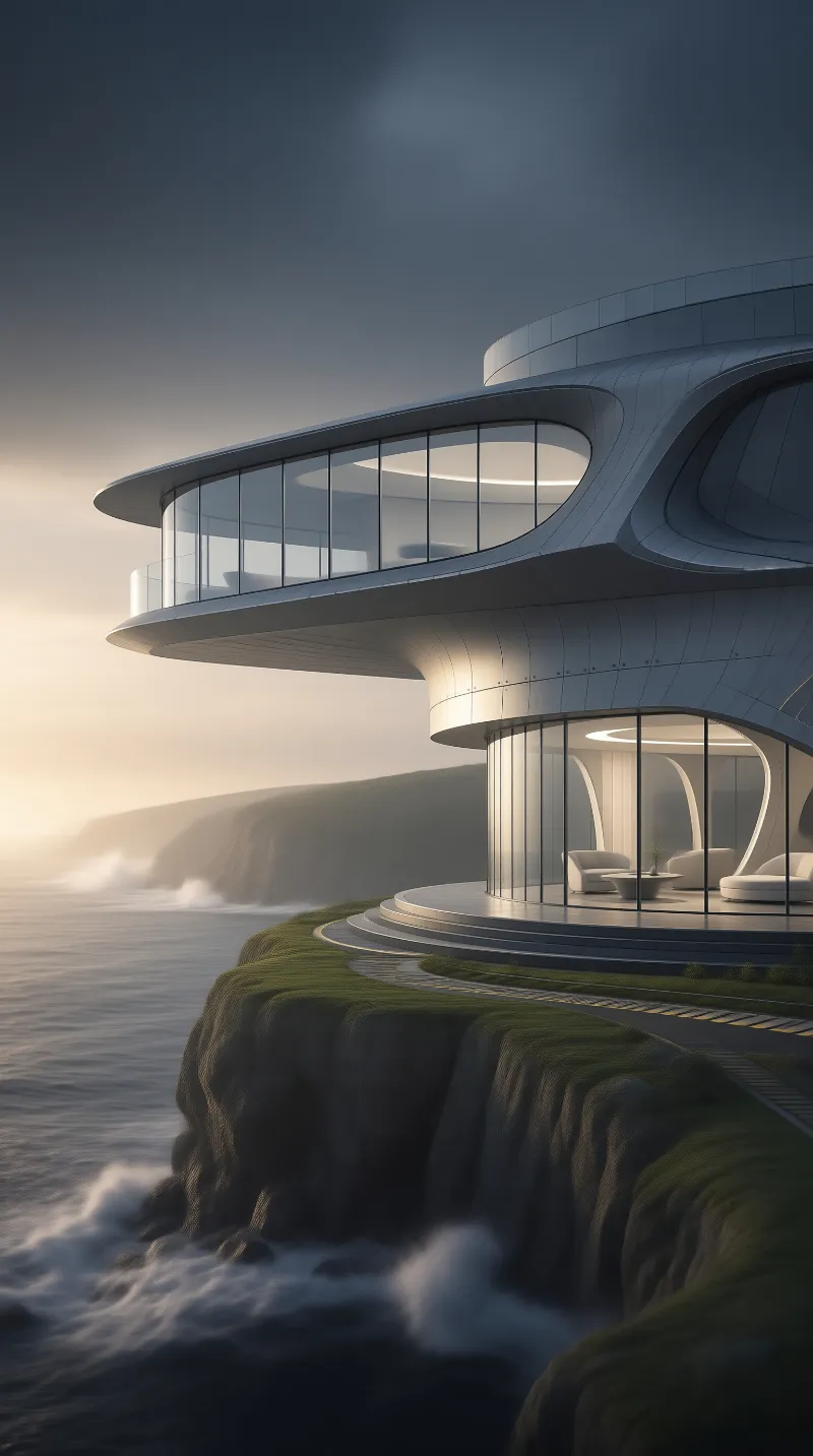 Futuristic Cliffside Building