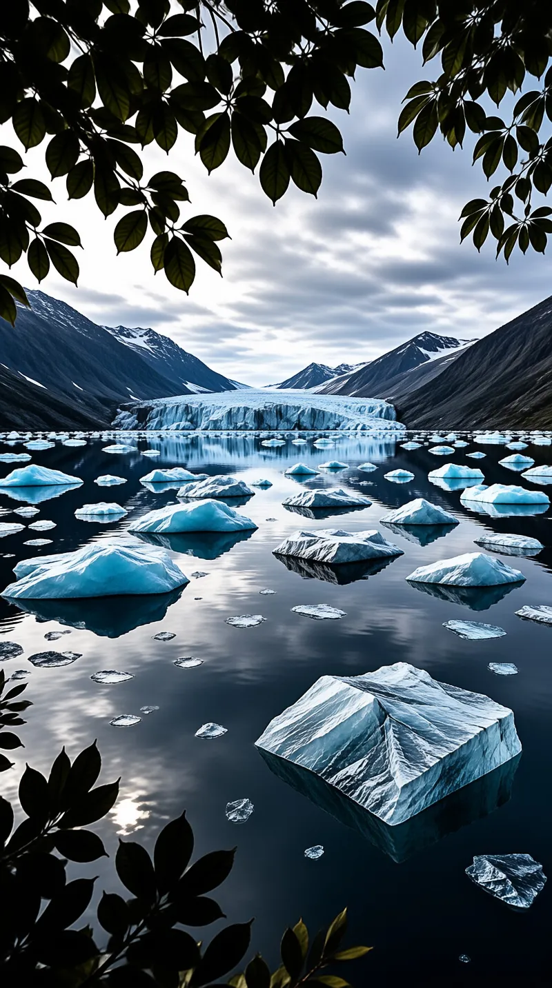Icebergs in a Mountain Lake