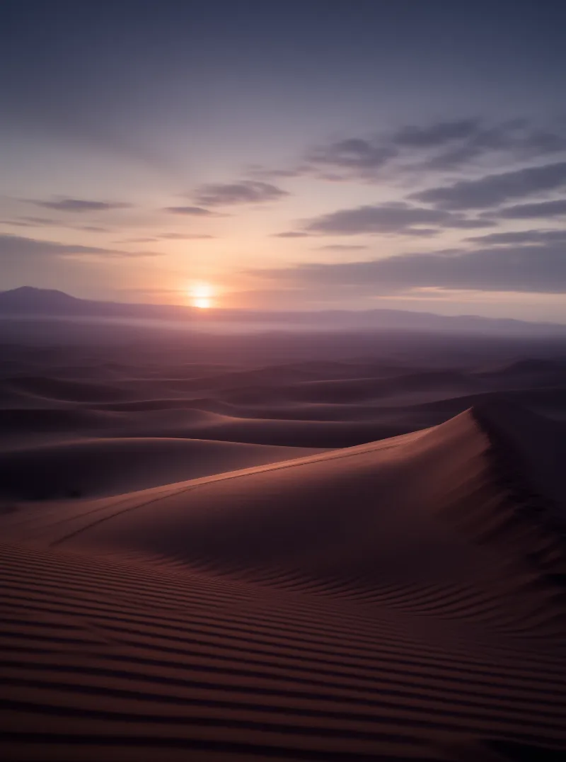 Dune Sea Sunset Landscape
