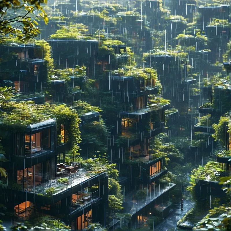 Rainy Vertical Garden City