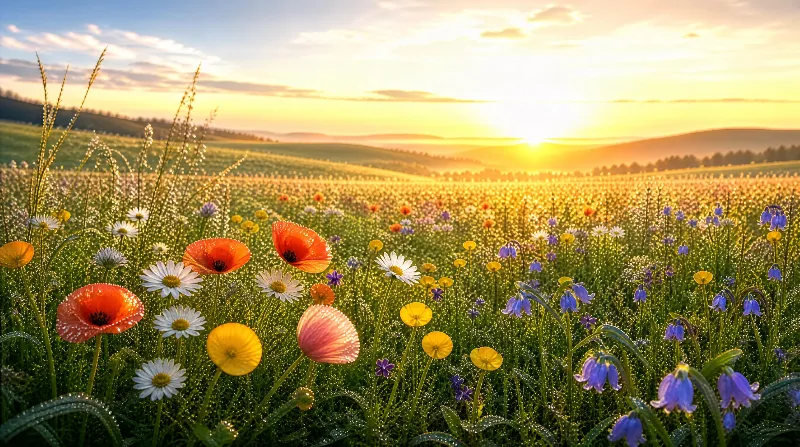 Wildflower Meadow at Sunrise