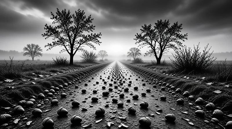 Acorn Path in the Fog