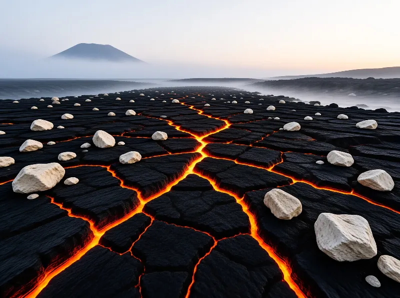 Cracked Lava Flow Landscape