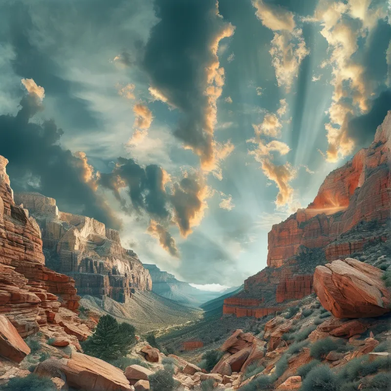Sunbeams Over Red Canyon