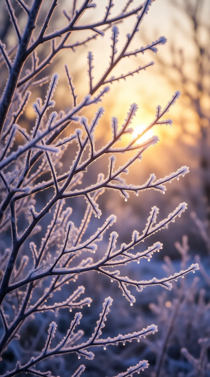 Frosted Branches at Winter Sunrise