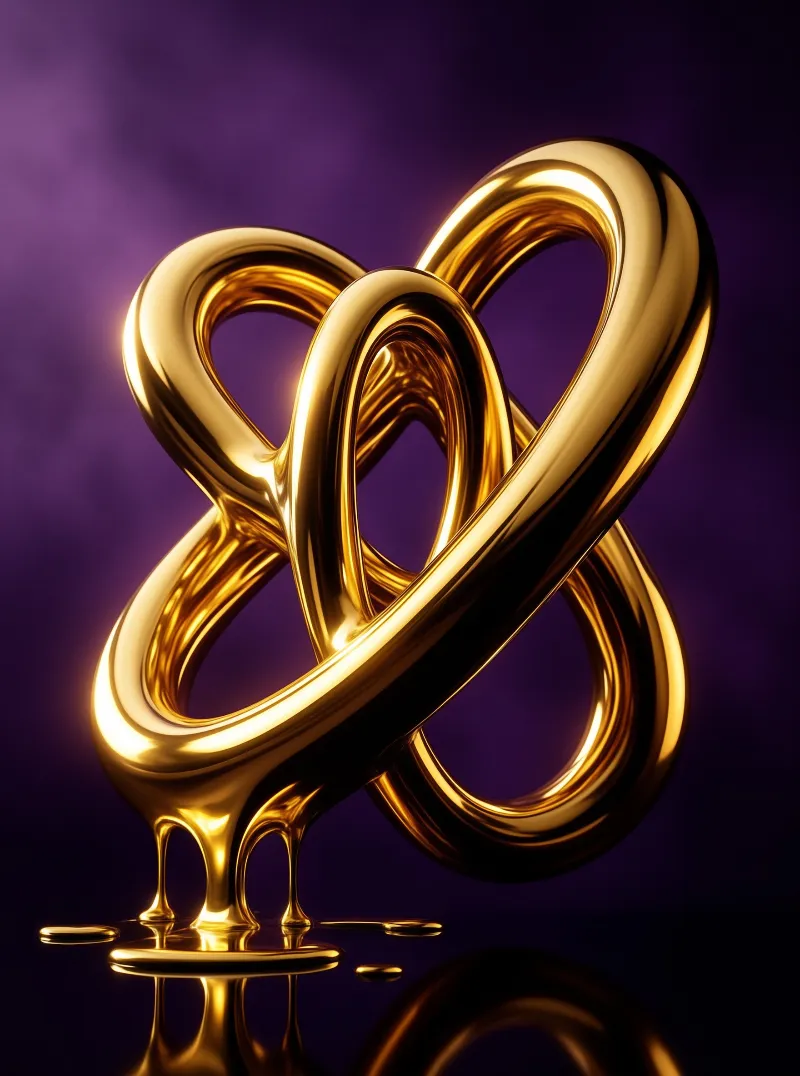 Golden Liquid Metal Sculpture