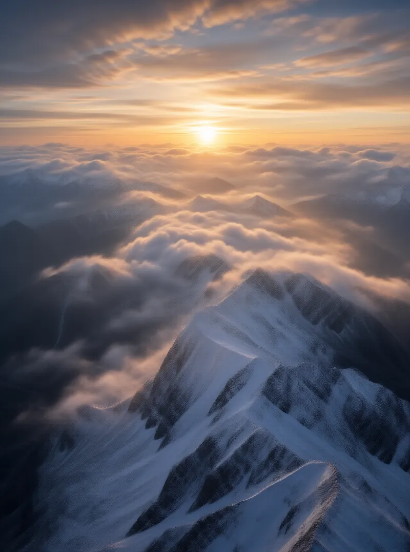 Sunrise over Snowy Peaks
