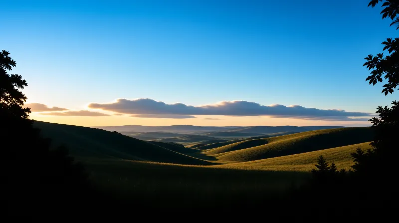 Golden Rolling Hills at Sunrise