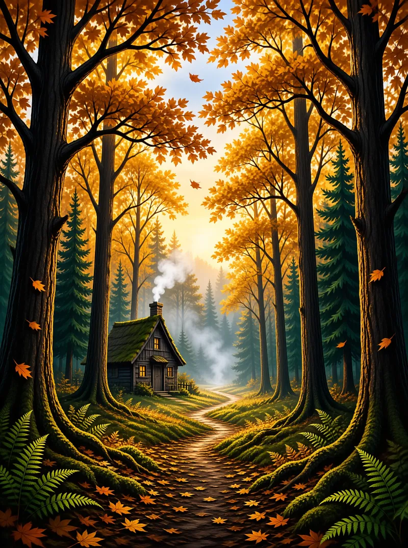 Cozy Autumn Forest Cabin
