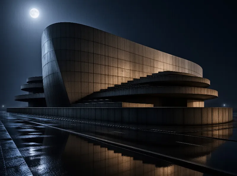 Moonlit Modern Architecture
