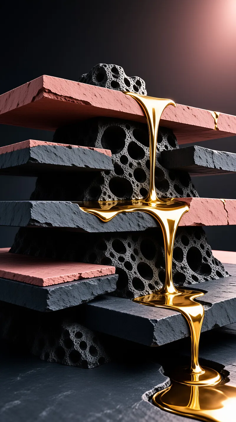 Gold Flowing Down Rock Stack