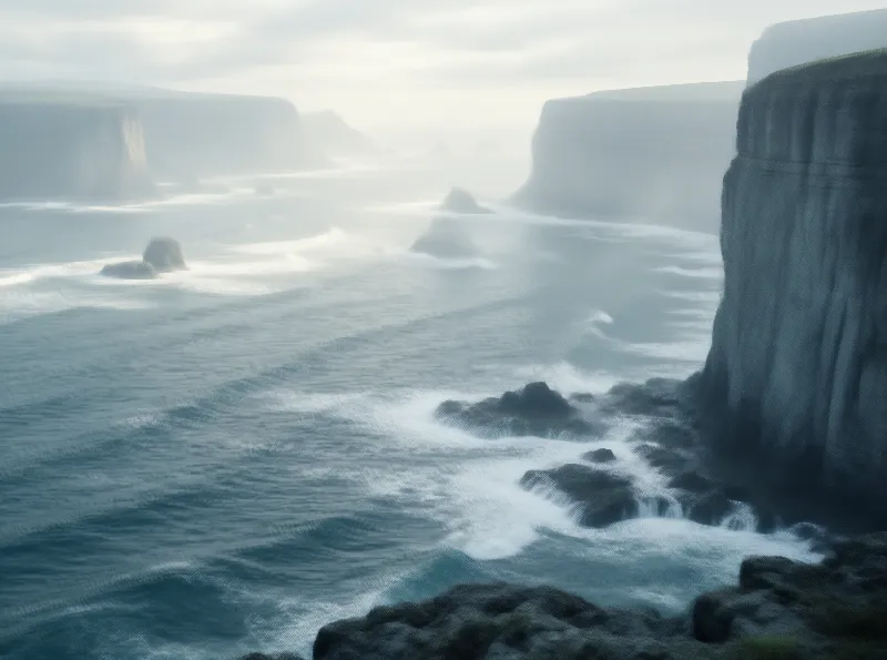 Misty Coastal Cliffs